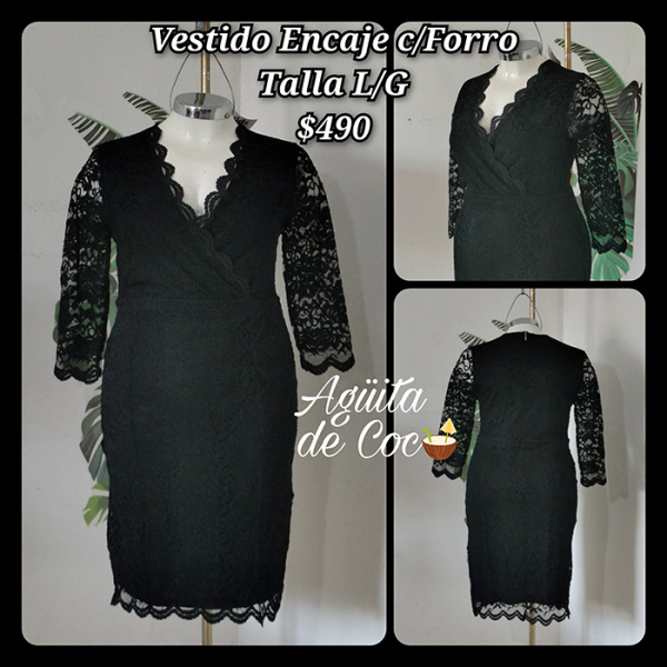 Vestido Encaje con Forro Talla L/G (42)