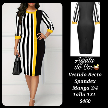 Vestido Recto Spandex Manga 3/4 Talla 1XL (51)
