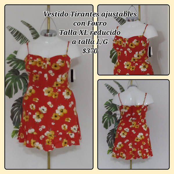 Vestido Tirantes Ajustables con Forro Talla XL Reducido a Talla L/G (26)